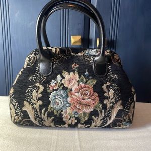 Mary Poppins Floral Black Carpet handbag
